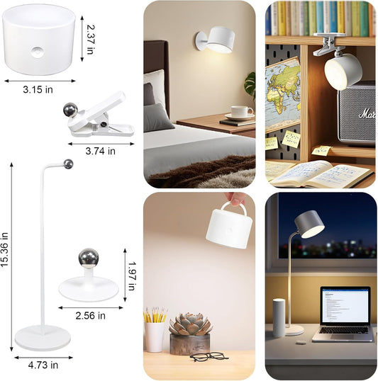 Lemical LED Magnetic Wall Mounted Lights USB Rechargeable Wall Sconces with Remote 3 Color Temperatures Dimmable 360°Rotate Magnetic Ball Convertible to Desk Lamp Bedside Light for Reading Hallway