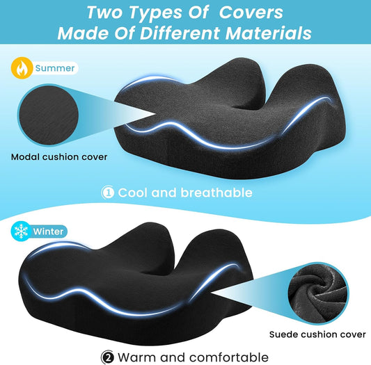 Seat Cushion,Ergonomic Chair Cushions for Sit Bone Tailbone Pain Relief,Sciatica & Back Support,Memory Foam Butt Pillow for Office,Car,Home,Gaming,Wheelchair