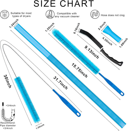 4 Pieces Dryer Vent Cleaner Kit | Vacuum Hose Lint Trap Clean Tool | Dryer Vent Cleaning Hose Duct Brush Attachment | Laundry Clothes Air Vent Machine Filter Lint Removal Snake