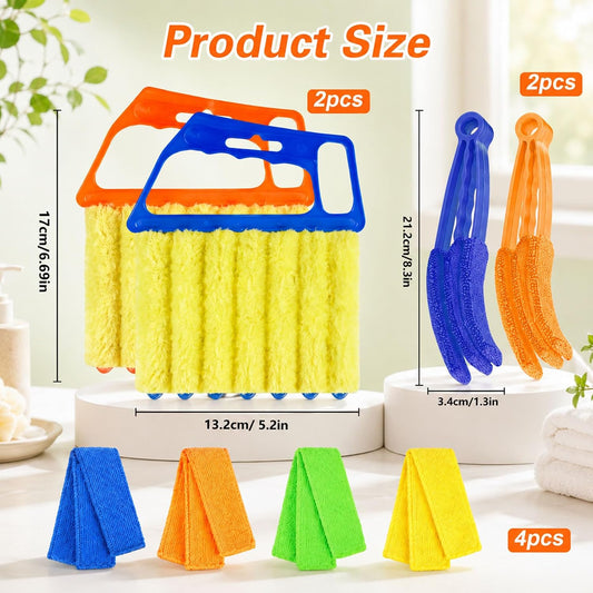 4 Pcs Window Venetian Blind Cleaner Duster Tool with 7 Fingers | Washable Microfiber For AC Vents, Car Vents, Fans, Louvers. Reusable Design Traps Dust. Includes 4 Extra Cloths.