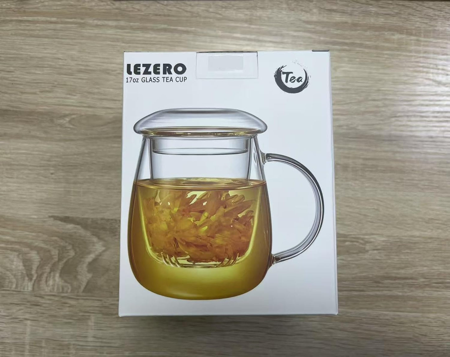 Glass Tea Infuser Cup with Lids and Handle for Blooming & Loose Leaf, 14oz | Borosilicate, Heat Resistance, Lead-free, Microwave & Dishwasher Safe