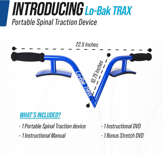 EZ-Bak Lo-Bak TRAX Lumbar Spine Stretcher - Upper & Lower Back Stretcher Pain Relief – Portable Spine Decompressor & Back Cracking Device for Herniated Discs, Sciatica, Scoliosis - Blue