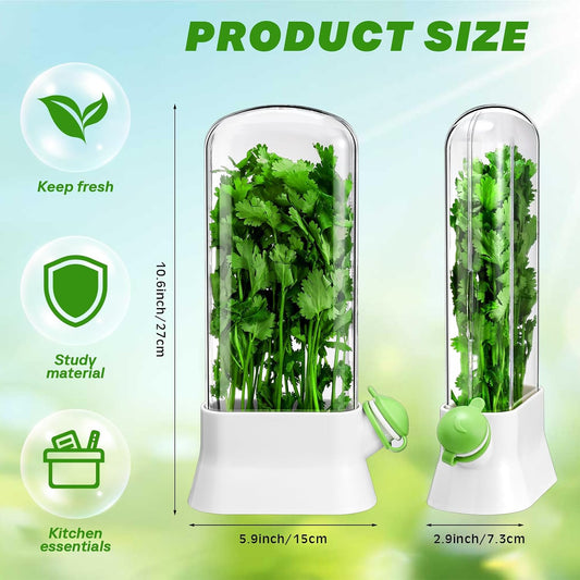 Baderke 2 Pcs Herb Saver for Refrigerator Fresh Herb Keeper, White