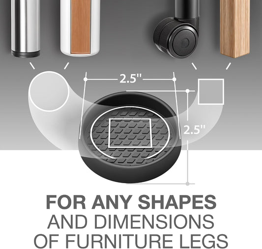 X-Protector Furniture Cups - 8 PCS 2.2" - Non Slip Furniture Pads (Round) | Transparent Floor Protectors - Bed Stoppers to Prevent Sliding - Keep Furniture from Sliding on Floor!