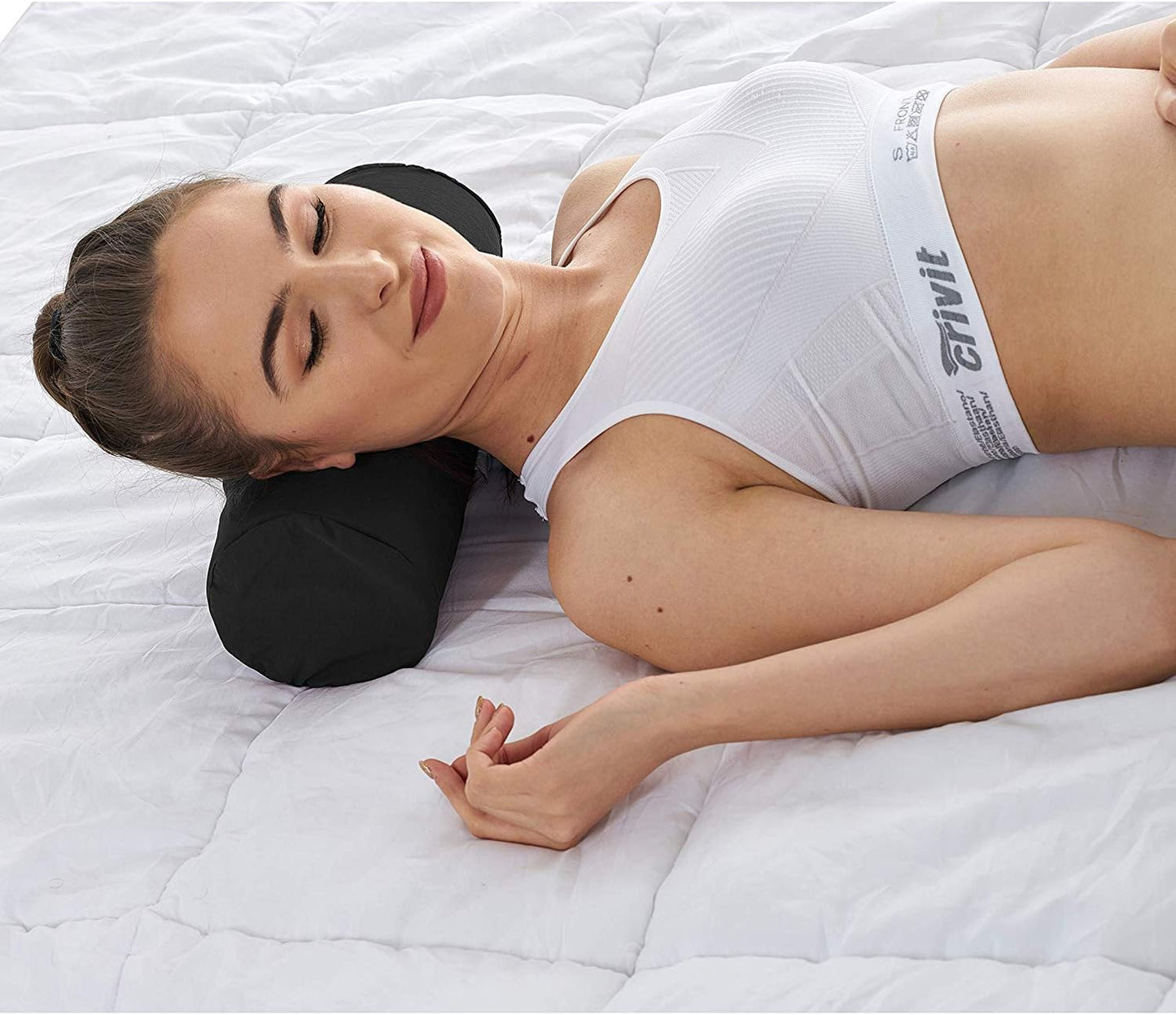 BodyHealt Neck Roll - Original Cervical Round Pillow for Head, Spine & Back Pain Relief. Circle Support for Sleeping. Cylinder Firm Lumbar Bolster