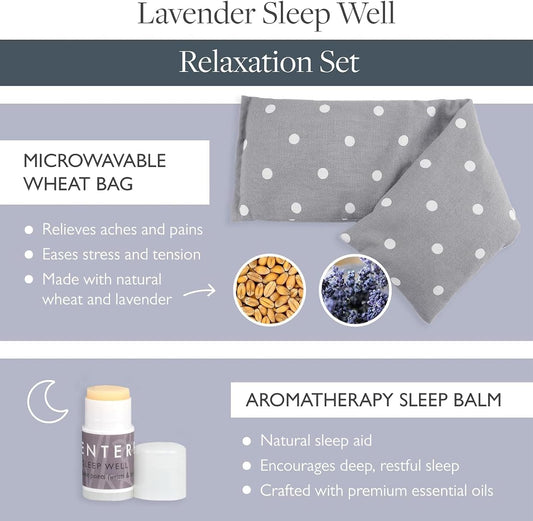Scentered Lavender Heating Pad & Microwavable Neck Wrap – Aromatherapy Neck Pillow & Sleep Balm Gift Set – Pain Relief for Muscle Aches, Shoulders & Back – Heat Pack & Essential Oil Roll On for Sleep