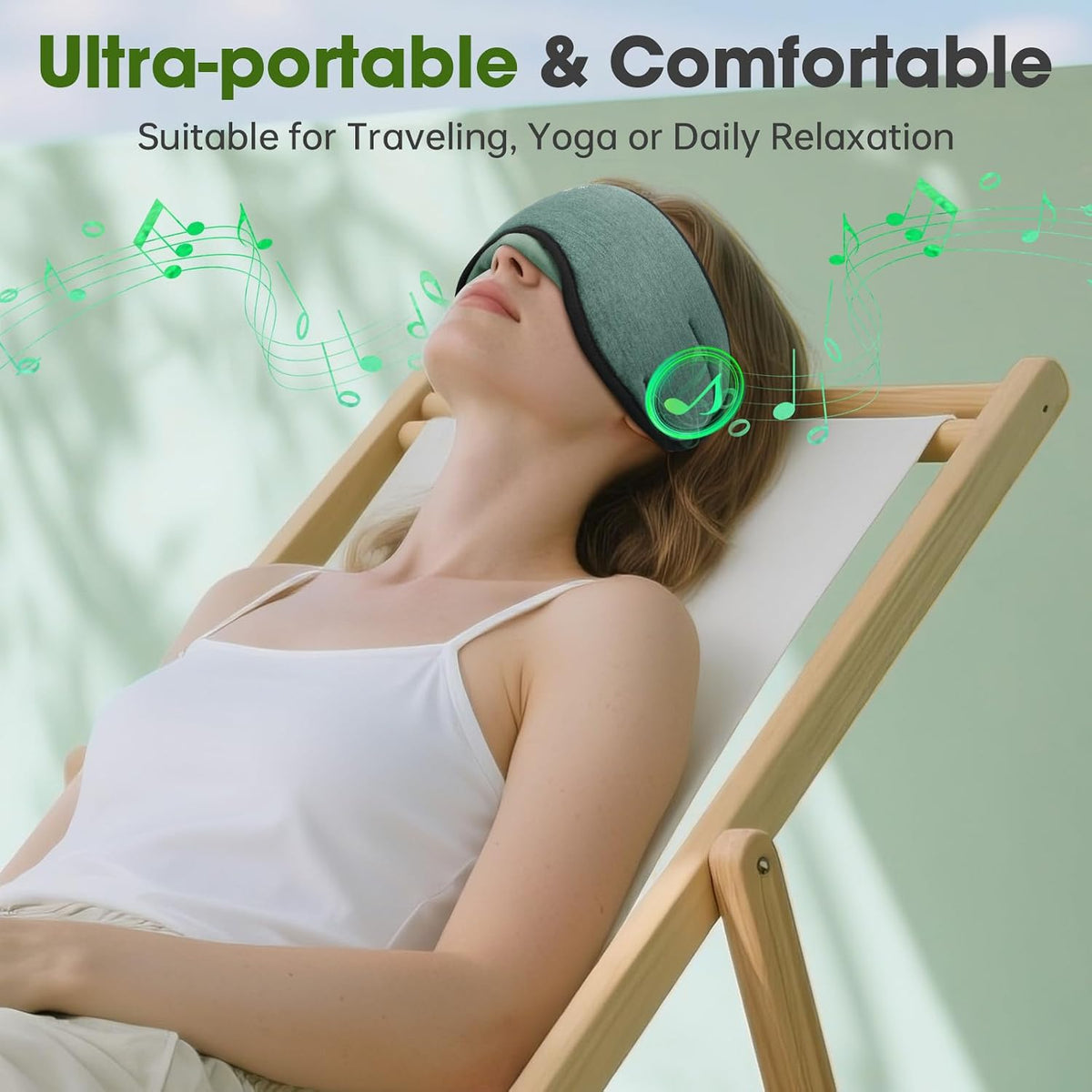 Sleep Headphones with Bluetooth 5.4 Sleep Mask, Bamboo Cotton Music Wireless Bluetooth Eye Mask for Sleeping, Earphones HD Speaker Microphone for Travel