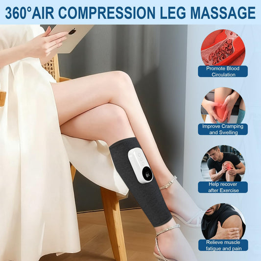 Leg Massager-Calf Massager for Circulation,3 Modes & 3 Intensity, 3 Heat Levels Heat Function,Type-C Rechargeable Muscles Relaxation,Portable Gift for Mom, Dad, Athlete (Black)