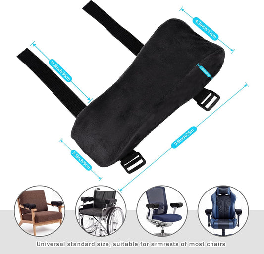 THARAHT 2pcs Ergonomic Blue Mesh Gel Memory Foam Armrest Support Pillow Anti Slip Adjustable Office Chair Games Home Wheelchairs
