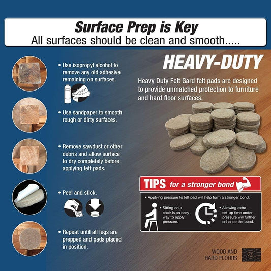 9921 4-Inch Heavy Duty Self-Adhesive Felt Furniture Pads, 4-Pack, Beige,Tan
