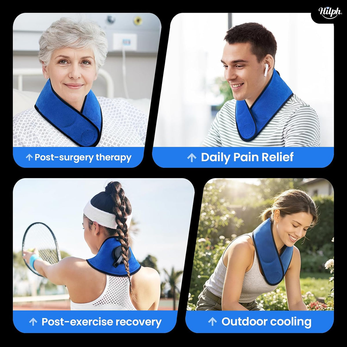 Hilph Refillable Neck Ice Pack, Wearable Neck Ice Bag, 2 Hours Long Lasting