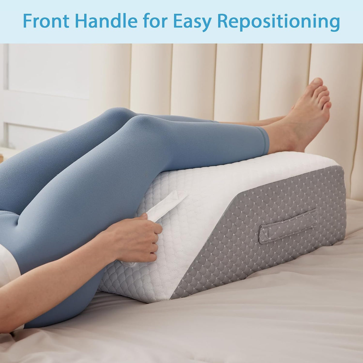 MEGCXIT Leg Pillow Elevation Blood Circulation Cover, Leg Wedge Pillow Case, Leg Elevating Pillowcase for After Surgery, Foot Knee Pillow Replacement Cover Only, 23.6×16.8×8 Inch, Deep Grey