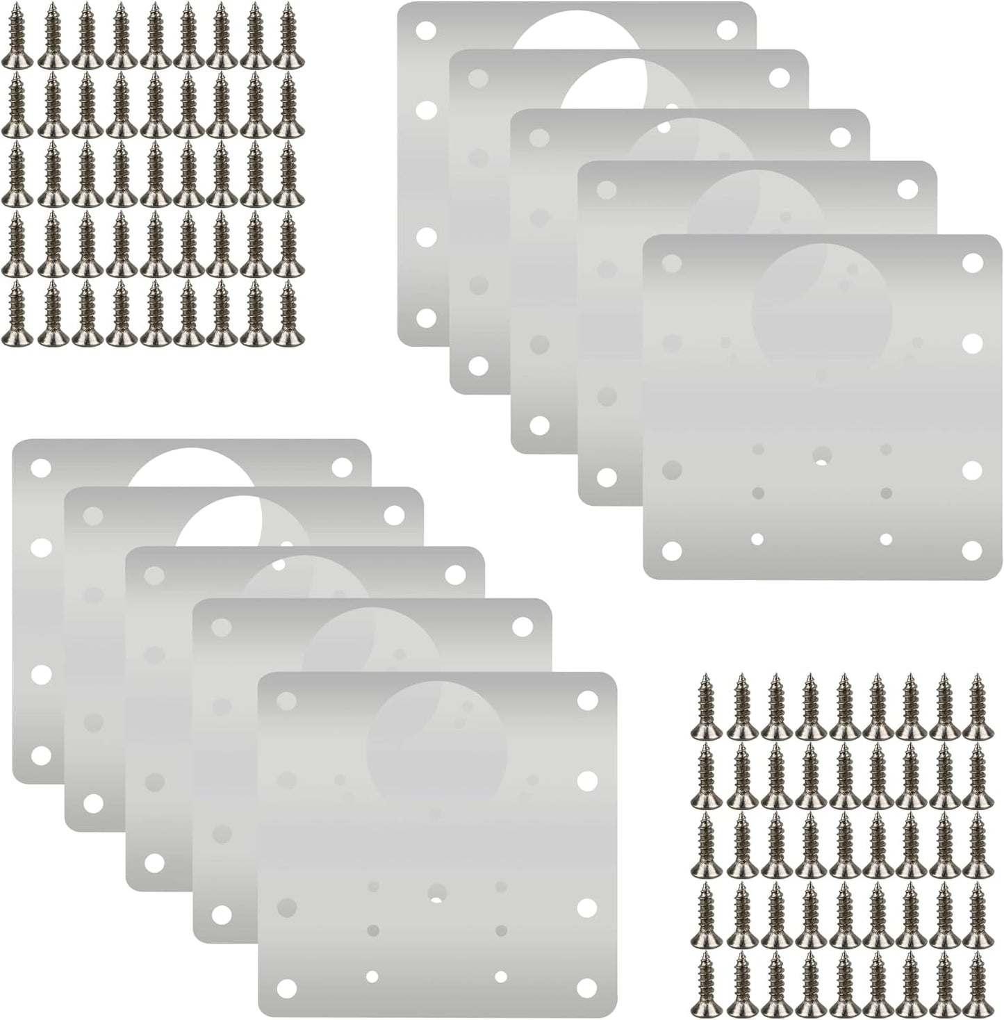 Cabinet Hinge Repair Plate 8Hole Model Stainless Steel Cabinet Repair Board | For Shelves Cabinets Wood and Furniture with screws 10Pcs