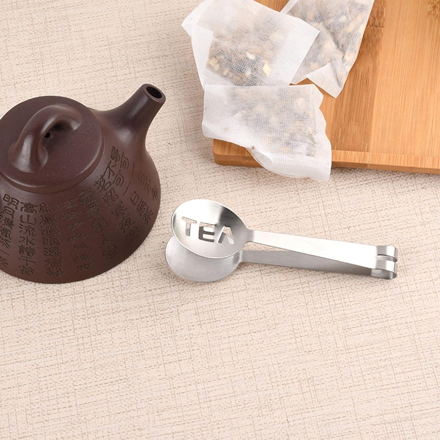 Tea Bag Squeezer, 2Pcs Gold & 2Pcs Silver, Stainless Steel | Clip On Strainer, Tea Spoon Tongs, For Loose Tea Ice Sugar Cubes, Tea Bag Holder, Tea Accessories For Tea Drinkers