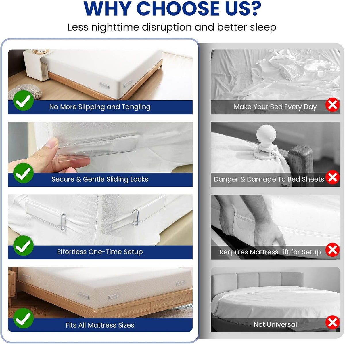 Bed Sheet Holders for Corners, Fitted Sheet Holders for Secure Grip, 4Pack
