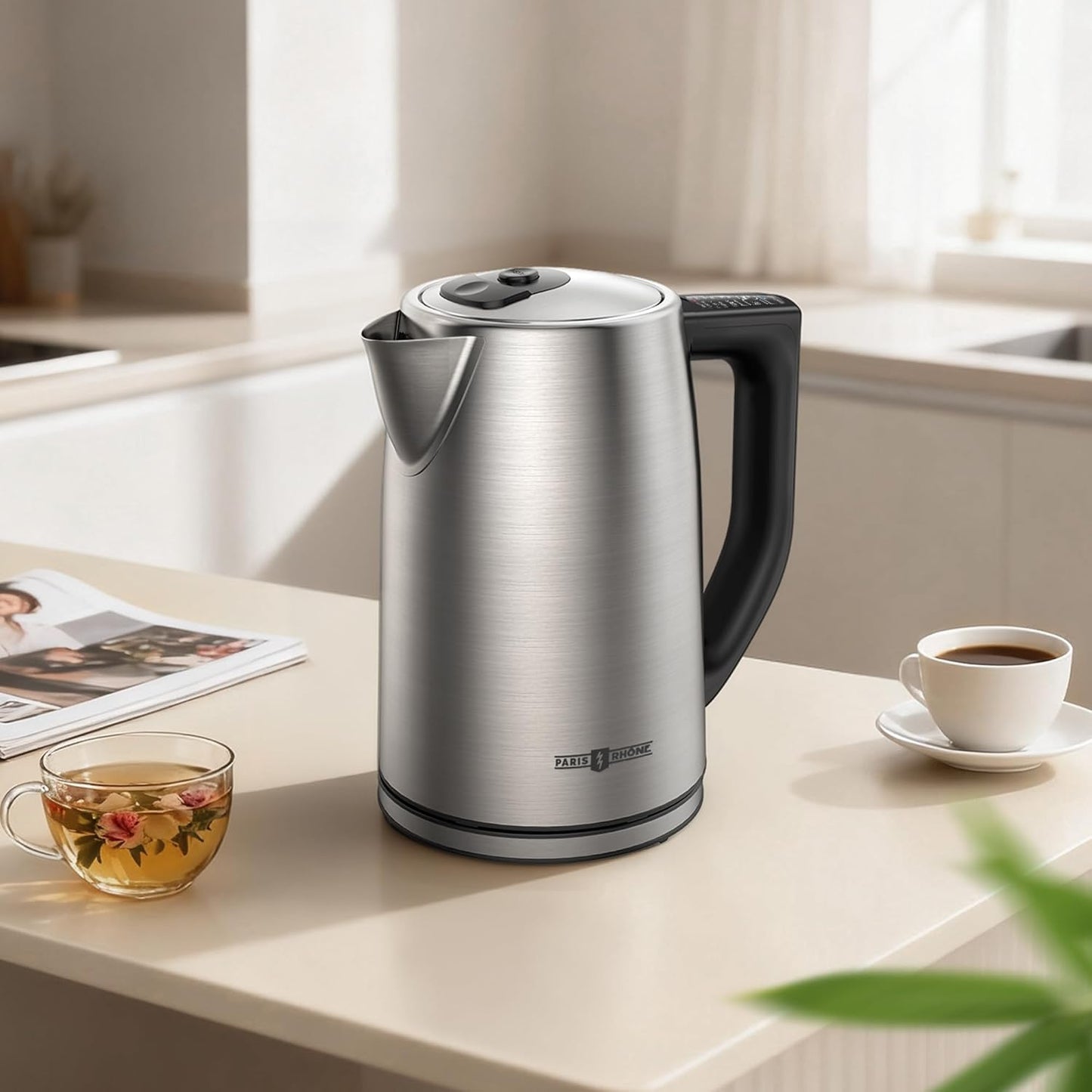 Electric Tea Kettle, 6 Precise Temperature Presets 1.7L Stainless Steel Electric Kettle Temperature Control,1500W Fast Boiling Hot Water for Oolong & Green Tea with Strix Control