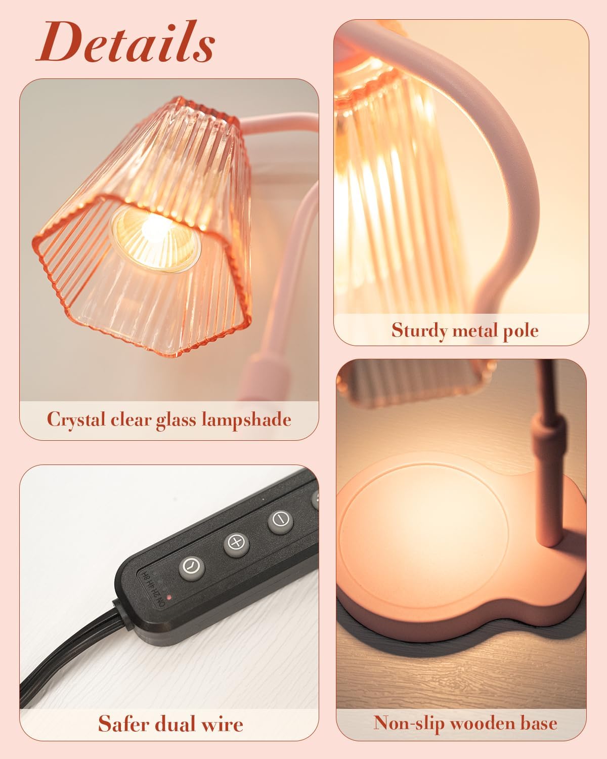 Candle Warmer Lamp with Timer & Dimmable Settings, Adjustable Height Flameless Scented Wax Melter for Jar Candles, Elegant Home Decor Warmer Lamp with 2 Bulbs, Gift for Women Mom Friend Family, White