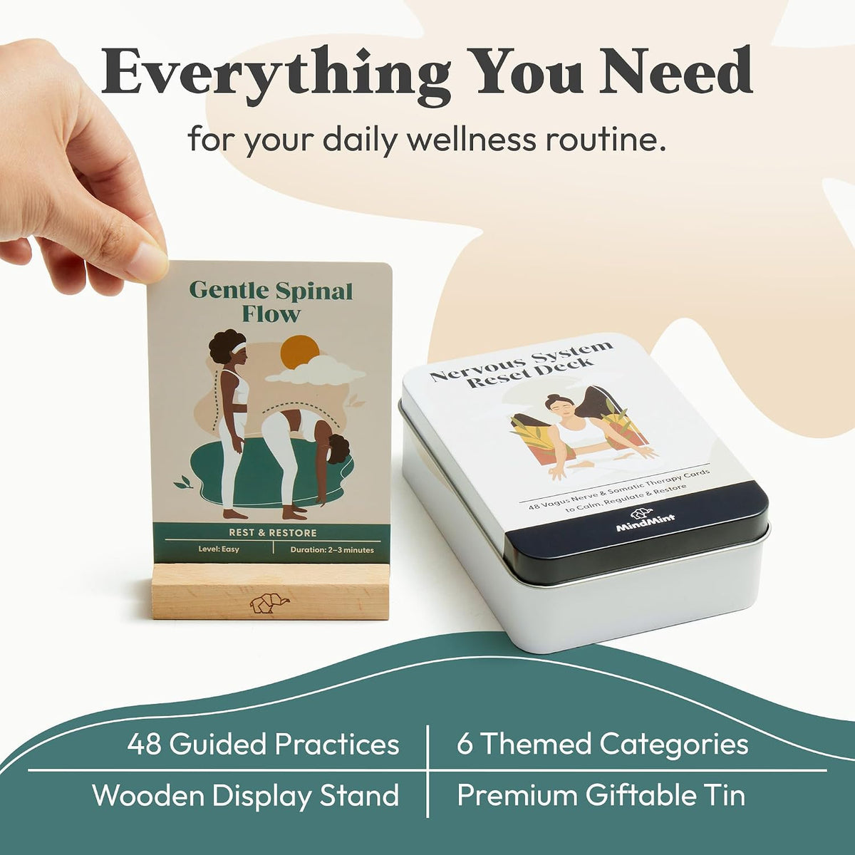 Somatic Therapy & Polyvagal Card Deck for Nervous System Reset - 48 Vagus Nerve Regulation Exercises, Breathwork, Yoga, & Mindfulness Cards - Stress Relief Therapy Tools & Coping Skills Deck