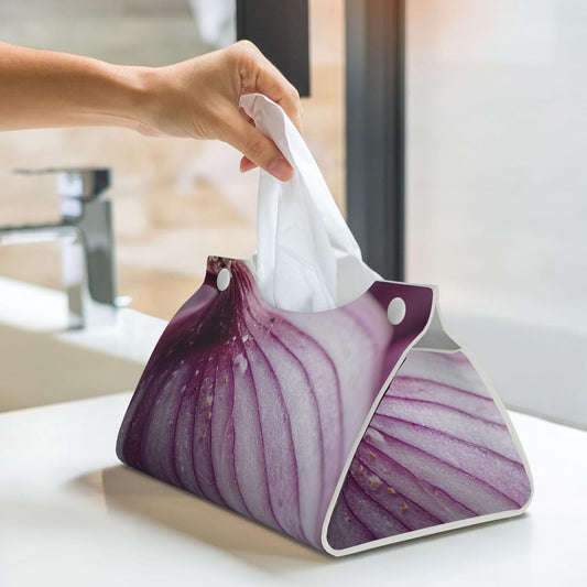 Cut Onion Tissue Box Cover Rectangle Pu Leather Tissue Box Holder for Car Bathroom Bedroom Desk Tabletop Decor