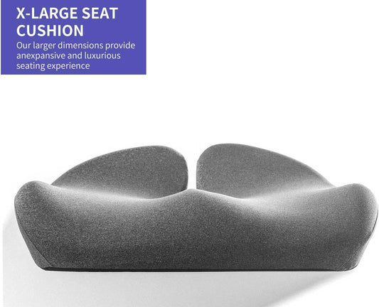 SupremeComfort X-Large Gel Infused Memory Foam Seat Cushion for Office Chair, Kitchen Chair, Car Seats- Elevate Your Seating Experience -Pressure Sore and Tailbone Pain Relief