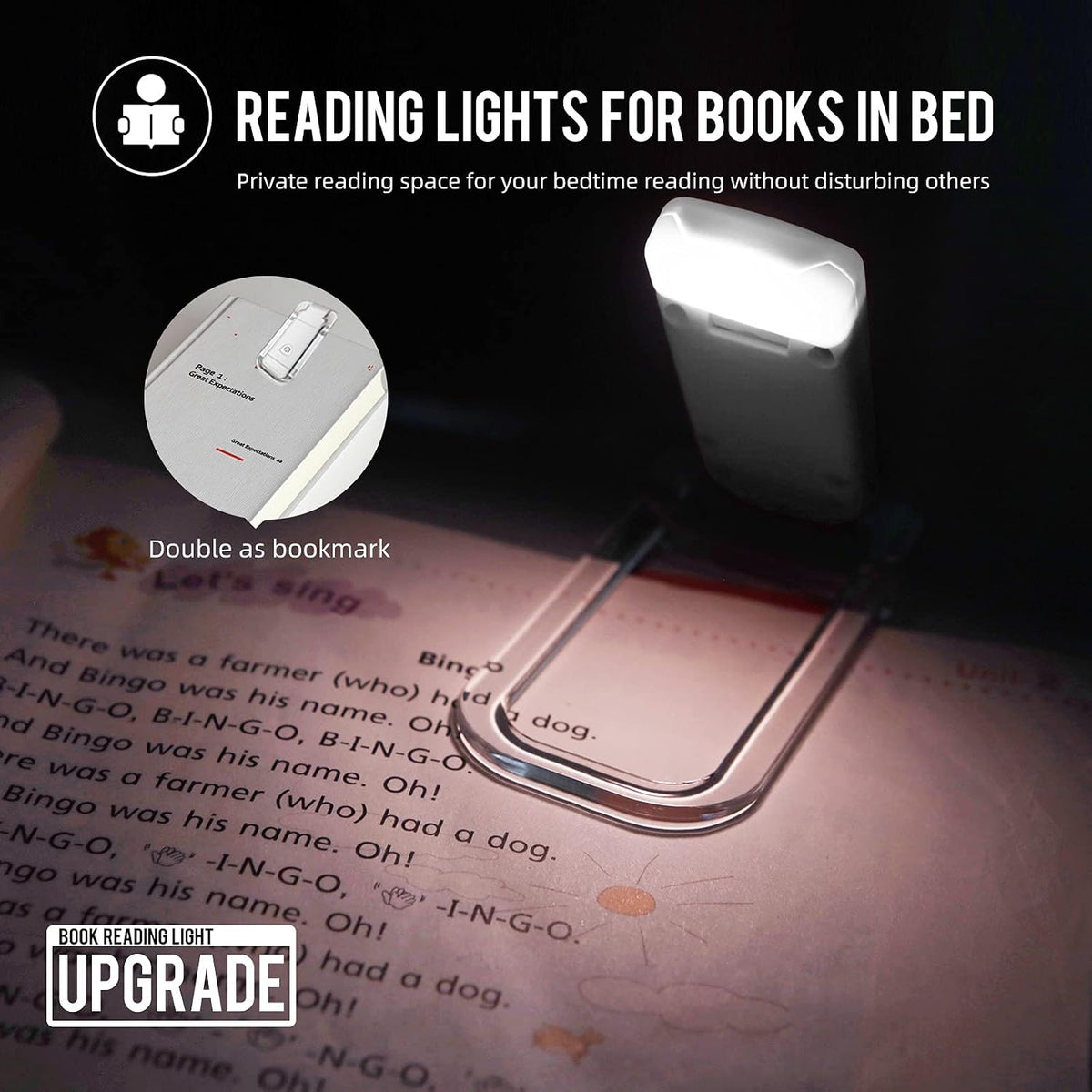 EGWASER Book Light for Reading in Bed, USB Rechargeable Clip on Book Lights, 3 Brightness Adjustable Dimmable Bookmark Light for Eye-Protection, Reading Lamp for Bookworms, Travel (Dark Green)