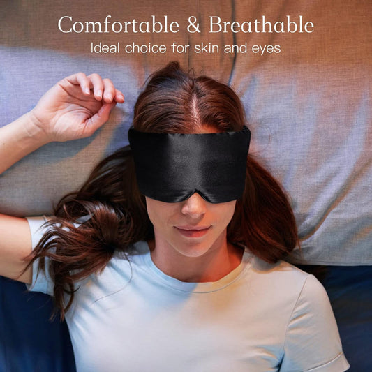 100% Natural Silk Eye Mask for Women Men, Soft Pressureless Cooling Blackout Eye Covers for Sleeping, Large Size Sleep Mask fits All Heads Adjustable, 1PC, Vivid Blue