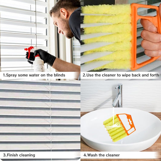4Pcs Window Venetian Blind Cleaner Duster Tool,Venetian Washable Mini Handheld Brush,7 Fingers Dusting Cleaner and Air Vent Cleaner for Wood Blinds,Air Conditioner Vents,Fans Vents