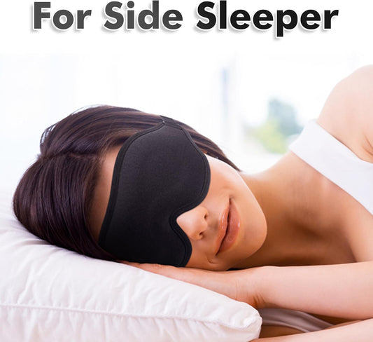 Sleep Eye Mask for Men Women, Lash Extensions 3D Sleeping Mask, Travel Blackout Night Blindfold Eye Shade Cover with Adjustable Strap (Black)