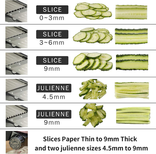 Weltonhm Mandoline Slicer for Kitchen, Mandolin and Julienne for Vegetables | Stainless Steel Mandoline Slicer for Onion, Cucumber, Cabbage, Potato and Carrot Vegetable Slicer with Cut-Resistant Gloves