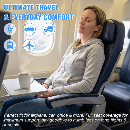 Travel Seat Cushion for Airplane, 3D Inflatable Cushion Non-Skid | Adjustable Air Cushion for Coccyx Tailbone Pain Relief, For Airplane, Car Seat, Office Chair, Wheelchair, Stadium Use