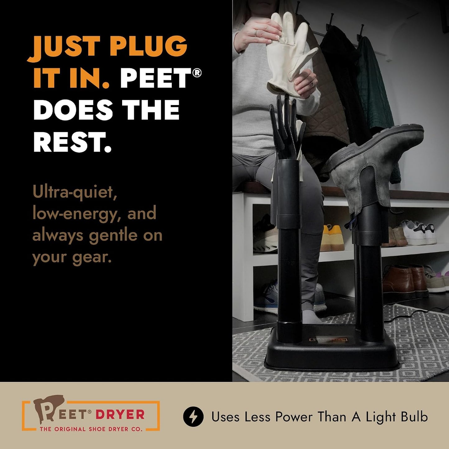 PEET Multi Boot, Shoe & Glove Electric Dryer with Built-In Glove DryPorts | Includes 2 Pairs of Shoes & 1 Pair of Glove Dryports, Silent & Always-On, For Ski, Snowboard & Hockey Gear, Made in USA