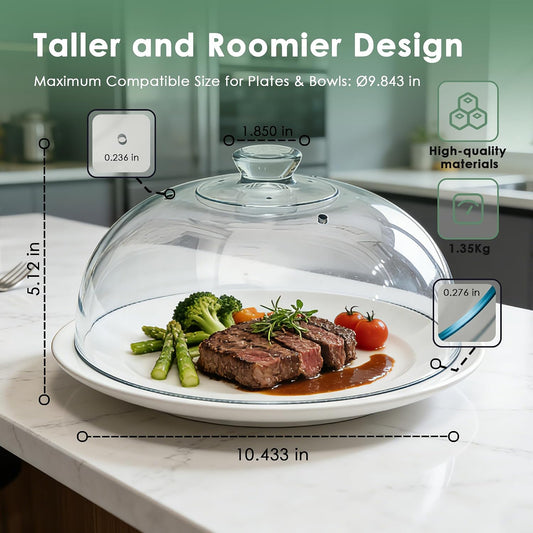 MAGJIUKEOne-Piece All-Glass Microwave Splatter Cover for Food, 10Inch