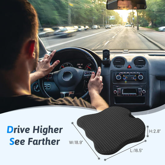 Wedge Car Seat Cushion for Better Visibility & Sciatica Pain Relief | High Density Memory Foam, Non-Slip Ergonomic Car Seat Cushion for Driving, Universal Fit for Car, SUV,Truck & Tractor
