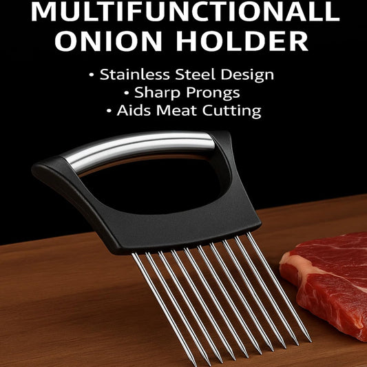 2025 Upgraded Onion Slicer, Onion Holder Chopper for Slicing, Chopper Slicer Assistant Tool, Cutter for Slicing of Meat, Potato, Tomato Kitchen Gadgets (1, Black)