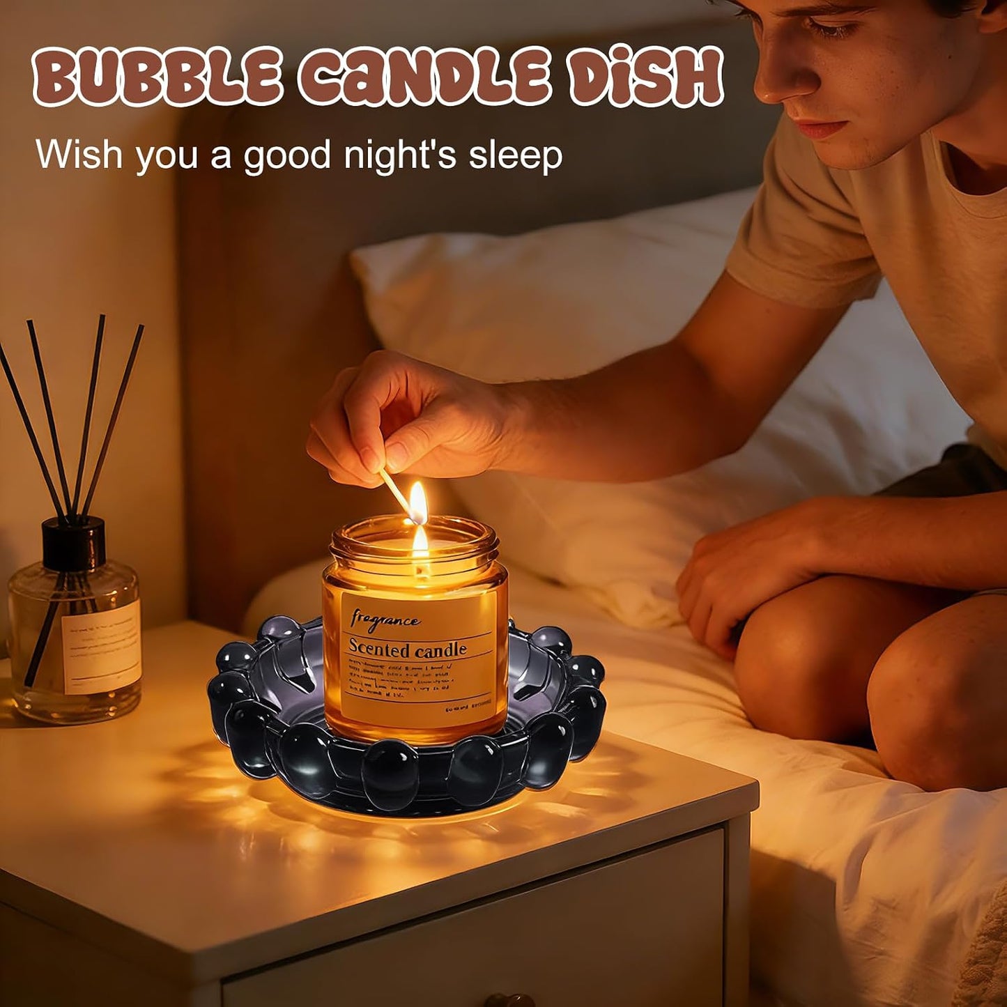 Bubble Glass Candle Dish Chic Large Clear Candle Holder Tray for Home Decor Modern Decorative Plate for Tea Lights Pillar Candles