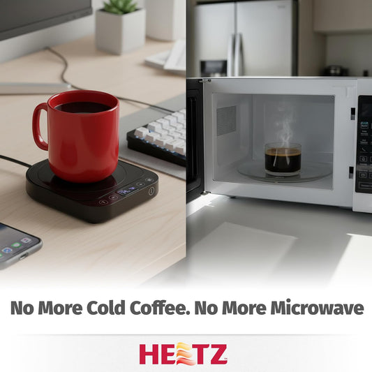 Heetz Cup Warmer – Electric Coffee Mug & Tea Warmer with Adjustable Temperature, 4 Heat Settings, Candle Warmer Function, Automatic Shutoff, Perfect for Office or Home