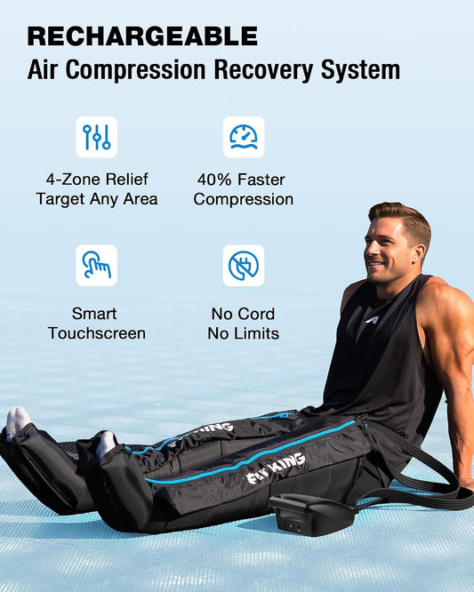 FIT KING Air Compression Recovery System, Cordless Full Leg Massager