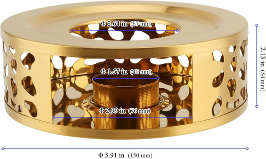 2 PCS Metal Teapot Warmer Base, Stainless Steel Teapot Warmer with Tealight Holder for Glass Or Ceramic Teapot, Gold