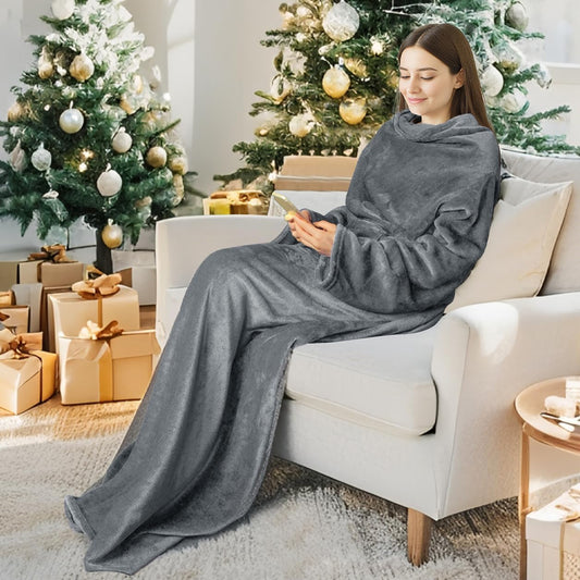 Catalonia Wearable Blanket with Sleeves for Women & Men, Fleece Wrap Throw
