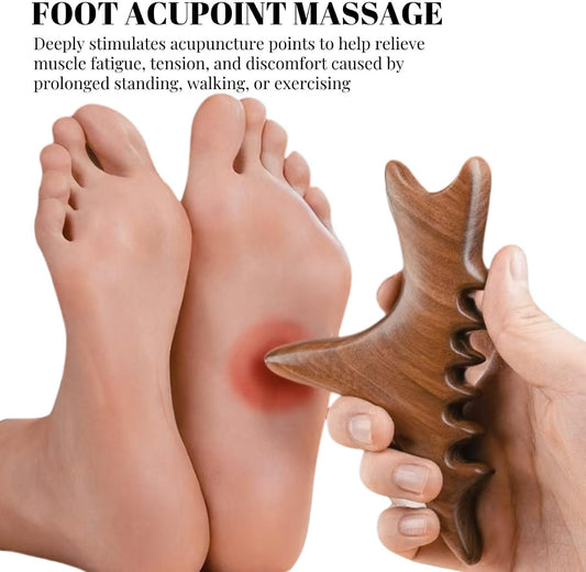 Wooden Foot Reflexology Massager Acupressure Gua Sha Tool | Sandalwood, Triangle Design, Foot Reflexology, Acupressure Point Relief, Neck Back Gua Sha Scrap, Deep Tissue Tool