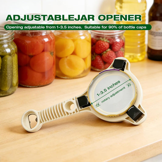 RAIN SPIRIT Adjustable Jar Opener for Seniors & Weak Hands,Bottle Cap | Opener Ergonomic Manual for Small to Large Lids (1"-3.5") – Multifunction Kitchen Tool for Arthritic Hands, Beer, Jars