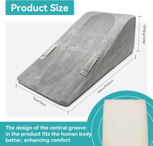 Leg Elevation Pillows for After Surgery,Knee Replacement Pillow ,Wedge Pillow for Knee, Ankle, Hip and Foot Injuries, Circulation Improvement Leg Support Pillow with Handles (29.5 x13 x 9.5inch)