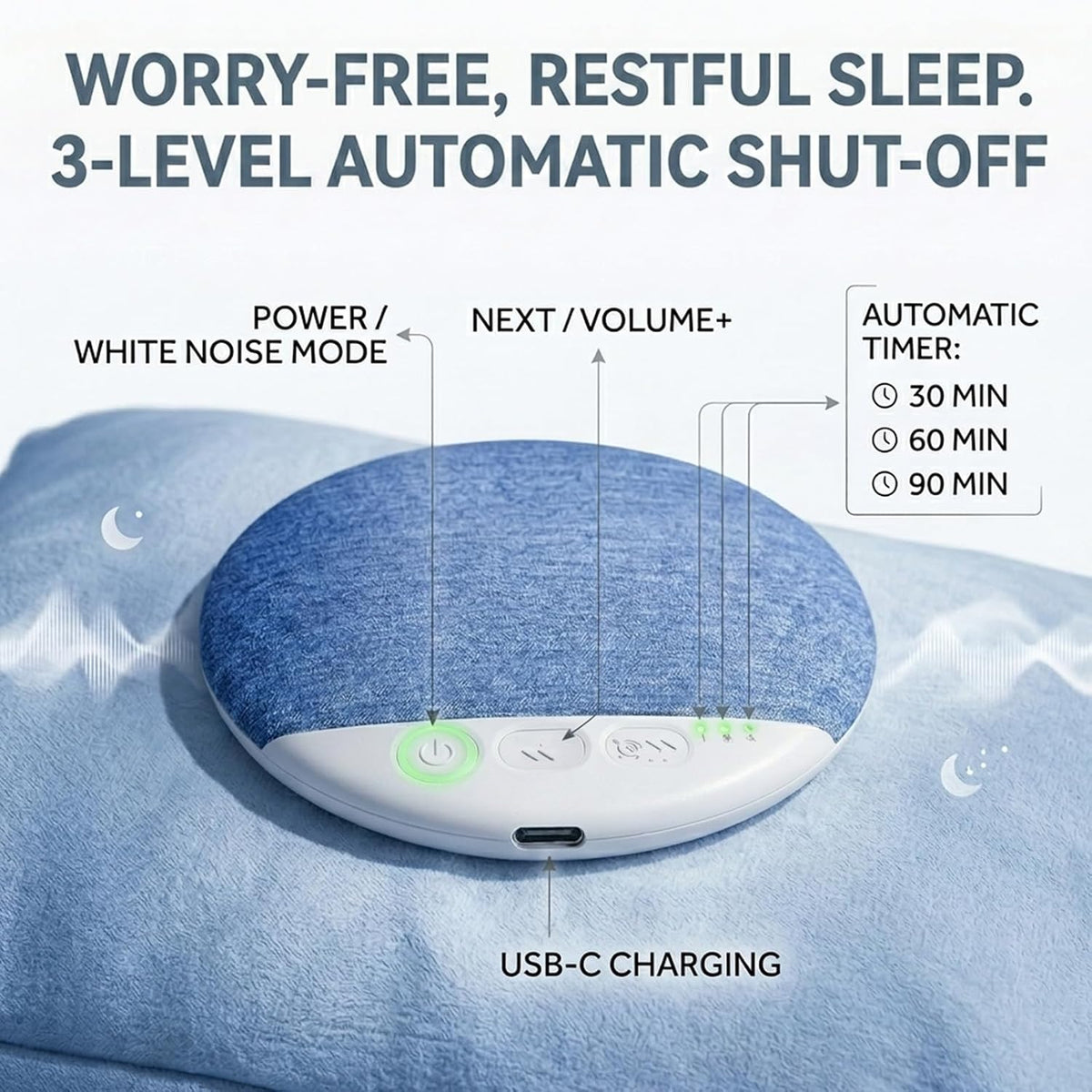 Dreamwave Pillow Speaker, Mini Sleep Companion, 48-Hour Ultra-Long Battery Life