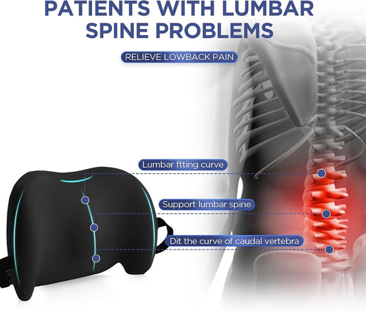 Lumbar Support Pillow for Office Chair, Memory Foam Car Back Cushion | Lumbar Pillow Lower Back with 4d Mesh Cover Adjustable Straps, Ergonomic Chair Back Pillow for Office, Car, Gaming Chairs
