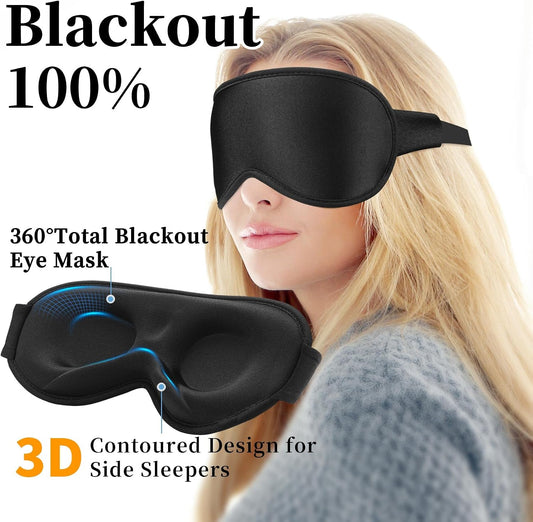 3D Sleep Mask for Men&Women, 2 Pack Contour Eye Masks for Sleep, Side Sleeping Mask for Men&Women, Blackout Eye Mask for Sleeping Eye Mask, Airplane Travel Essentials for Men, Meditation Black & Gray