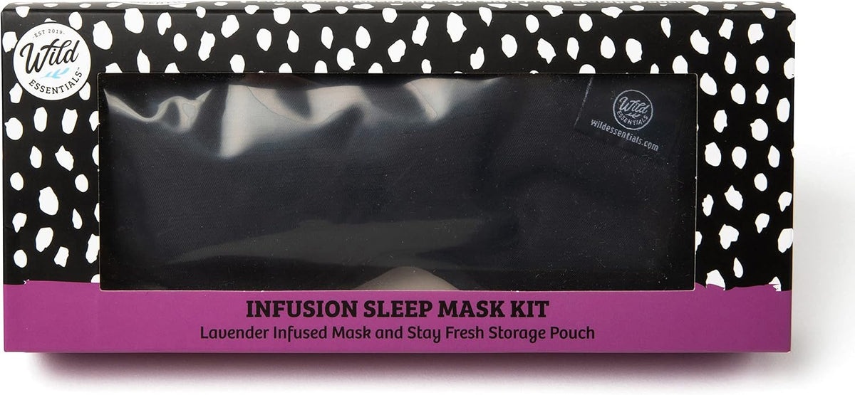 Wild Essentials Infusion Sleep Mask Infused with French Lavender, Includes resealable Pouch to Keep Fresh, Nose Bridge to Block Light Below Eyes, Aromatherapy, Calming, Relaxing, Purple