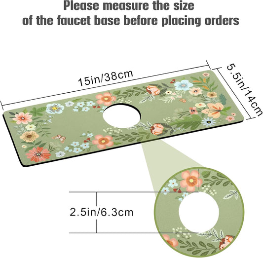 Sink Faucet Absorbing Mat, 2 Pack Drying Mat Around Faucet Sink Splash Guard Behind Faucet Sinkmat For Kitchen Bathroom Island Rv 24 * 5.5 Inch (60 * 14 cm)