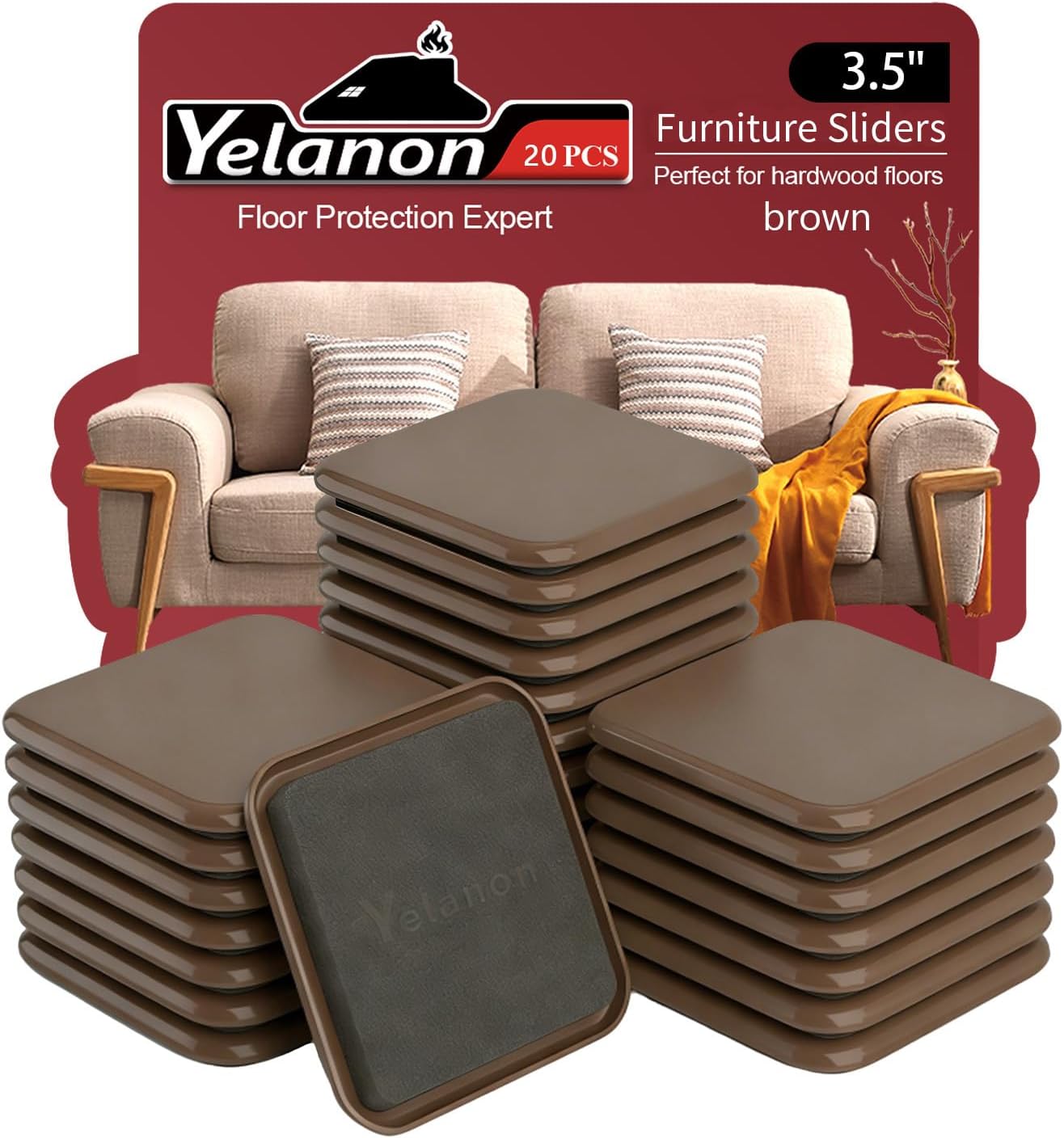 Furniture Sliders for Carpet – 8 Pcs 9.5" Beige Movers | Durable sliders for furniture on carpet. Easy moving pads glide over rug. Long-lasting for heavy furniture. Protects floors.