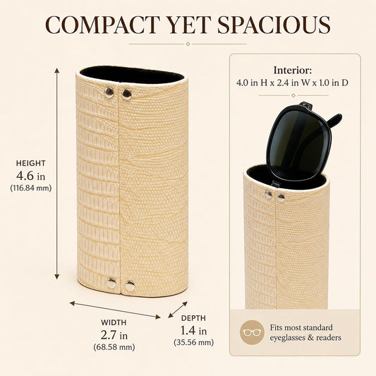 Calabria Desktop Eye Glasses Holder Soft Lining Weighted Base Eyeglasses Stand Case Desks Nightstands PU Leather Mens Womens