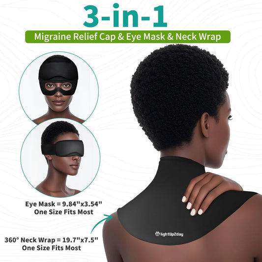 3-in-1 Headache Migraine Relief Cap with Neck Ice Pack Ice Eye Mask